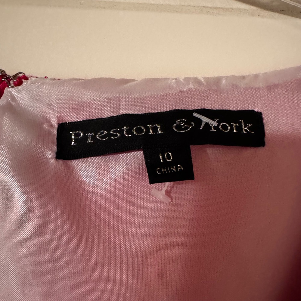 Preston & York Pink Lace Sheath Dress Short Sleeve Scoop Neck Fuchsia Size 10 - Picture 3 of 8